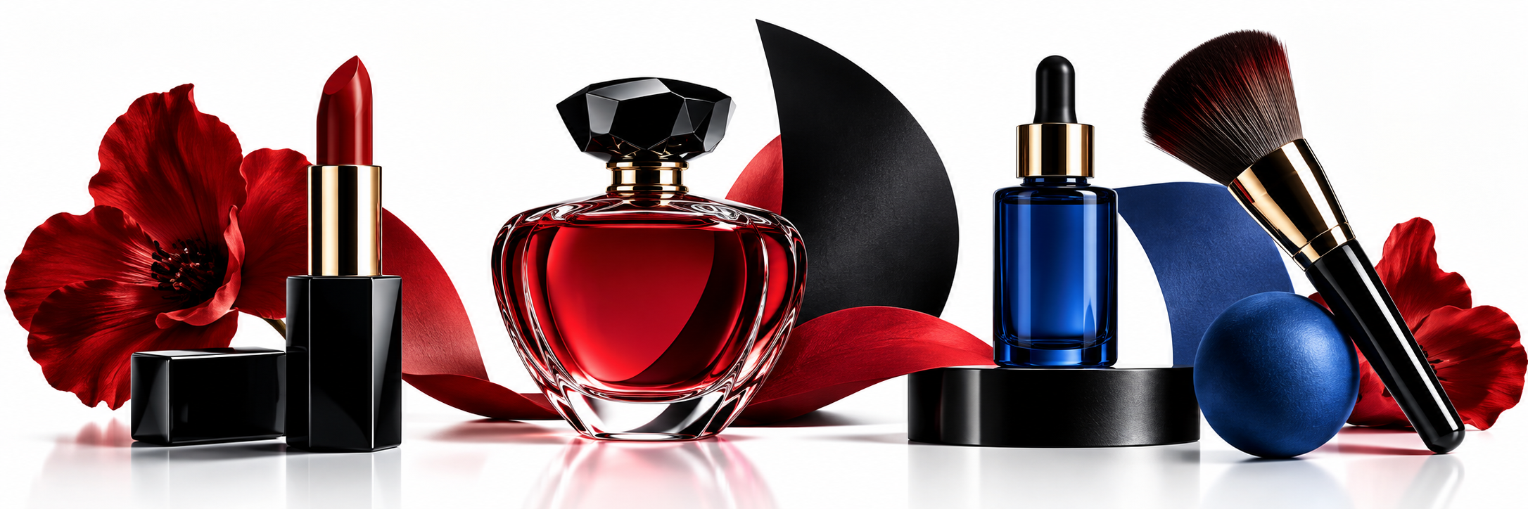 Editorial illustration of beauty essentials